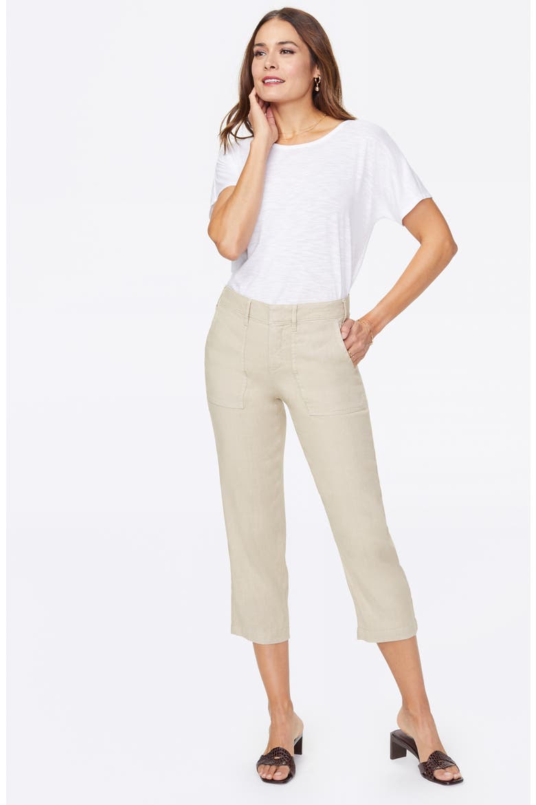 Utility Crop Linen Blend Pants, Alternate, color, FEATHER