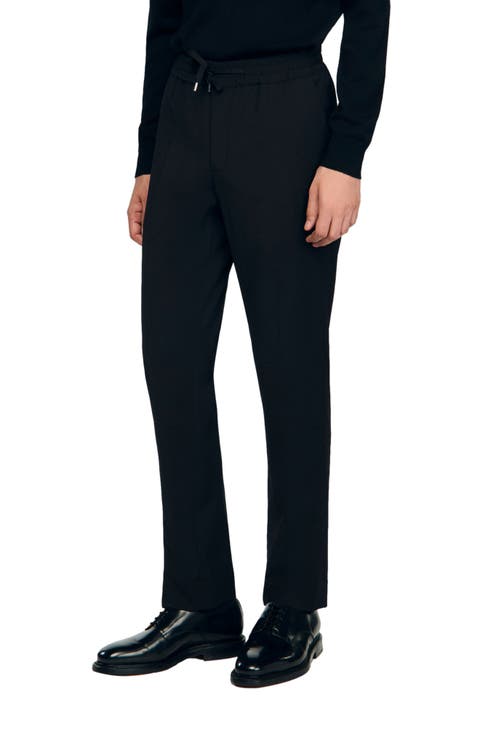 Elasticated straight-leg trousers