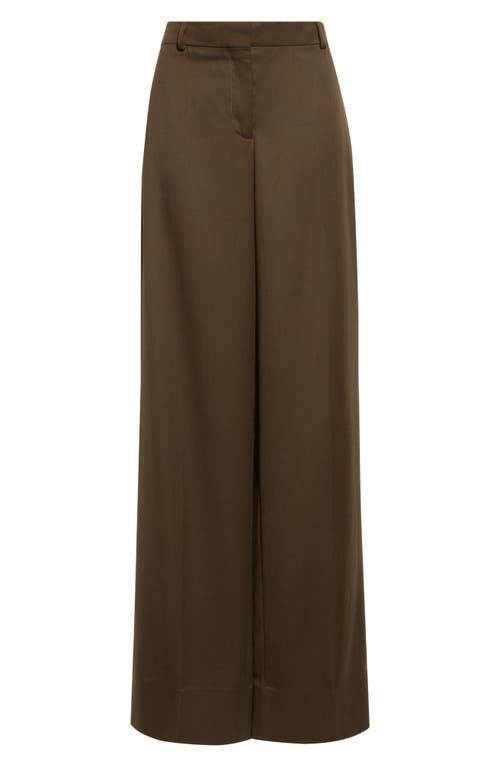 Stella Mccartney Shiny Loose Wool Trousers In Green