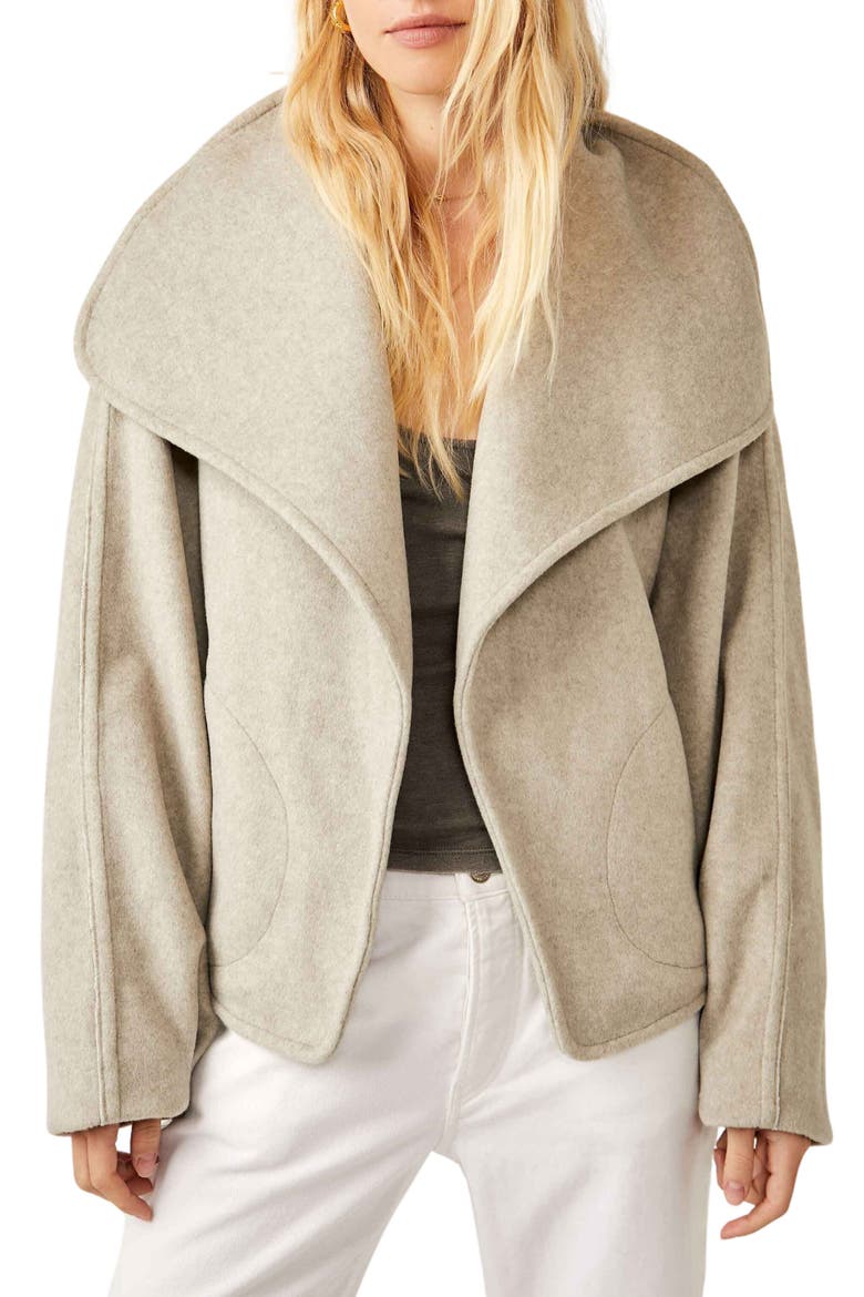 Mina Tie Belt Jacket, Main, color, HEATHERED COFFEE