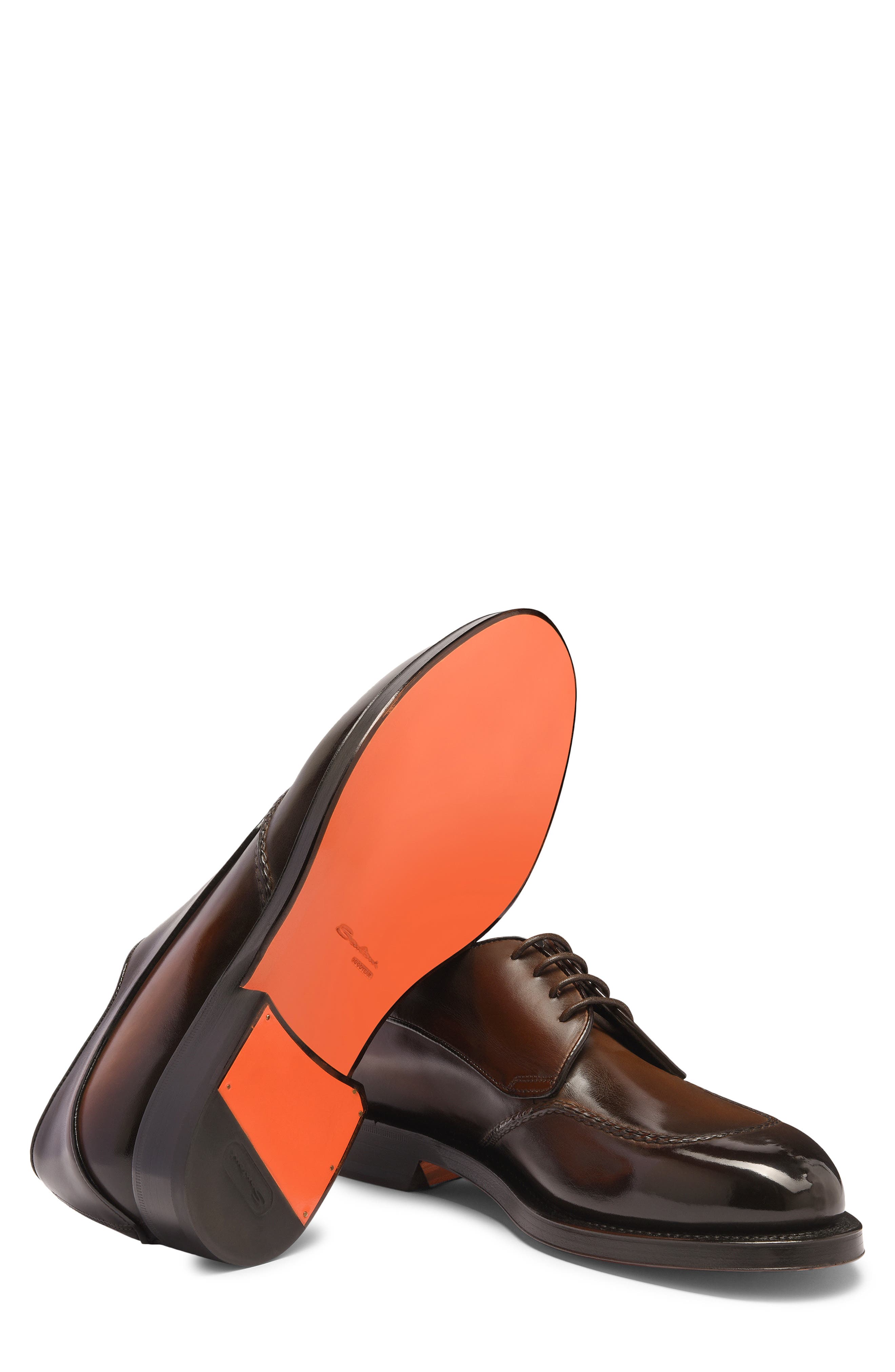 Santoni Lace-Up Derby, Alternate, color, Dark Brown-T50