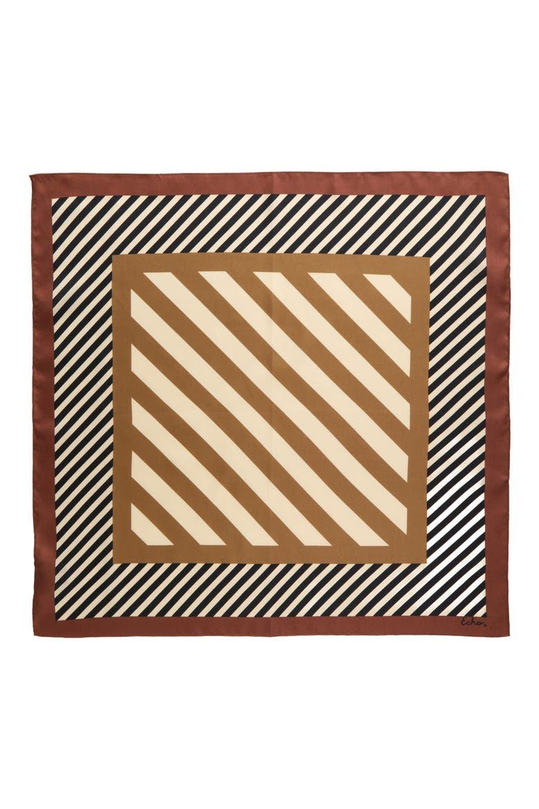 Striped Silk Bandana, Alternate, color, BLACK