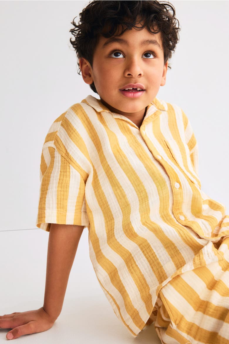 2-piece Cotton Muslin Set, Alternate, color, White/yellow striped