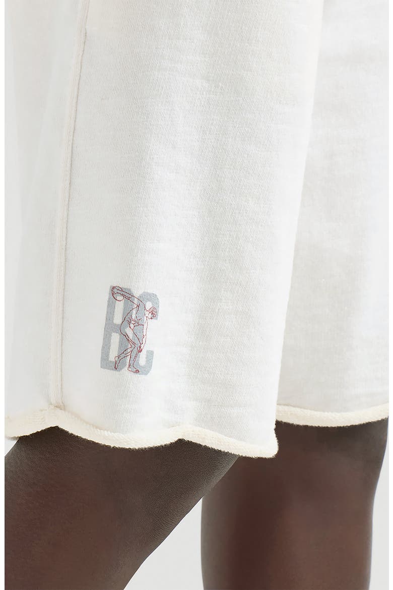 Cotton and linen mélange French terry Bermuda shorts with logo, Alternate, color, Panama