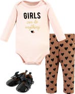 Hudson Baby Girl's Long-Sleeve Bodysuit, Pants, and Footwear Outfit
