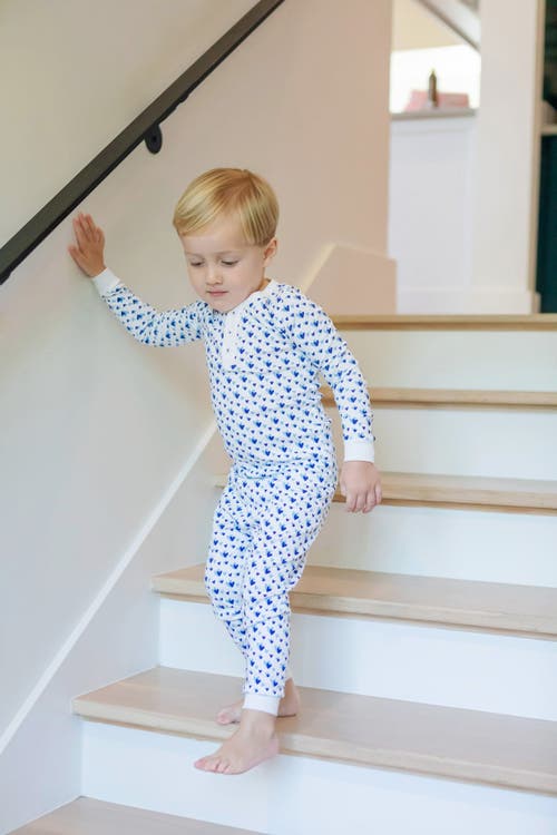 Shop Lila And Hayes Jack Boys' Pajama Pant Set In Heart To Heart Blue