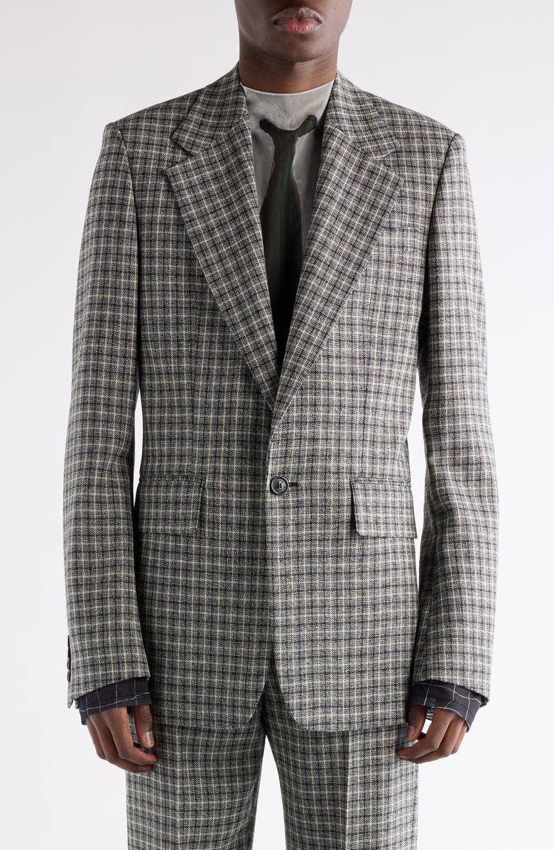 Acne Studios Juman Check Wool Mouliné Twill Blazer, Main, color, Black/ White