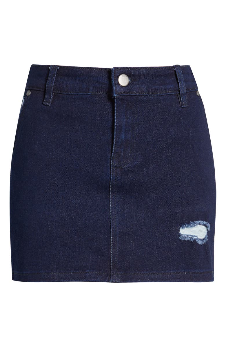 PTCL June Distressed Easy Stretch Denim Miniskirt, Alternate, color, Rinse