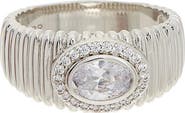 Juvell Oval Cubic Zirconia Textured Band Ring