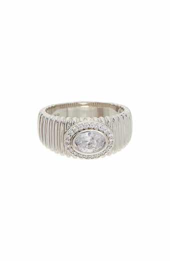 Juvell Oval Cubic Zirconia Textured Band Ring