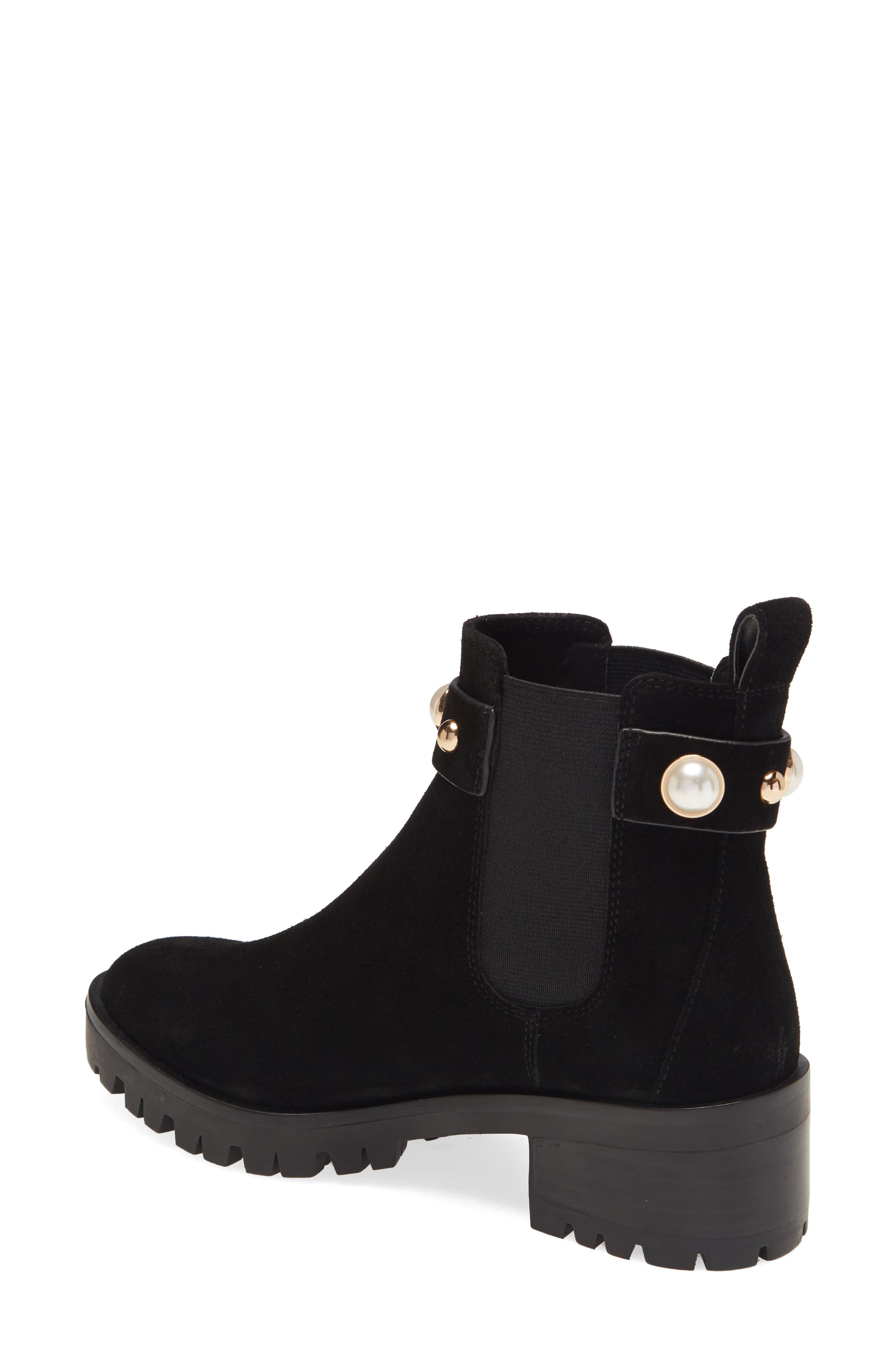 Pola Studded Chelsea Bootie, Alternate, color, BLACK SUEDE