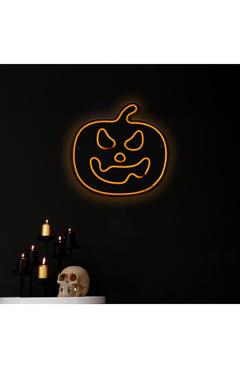 Northlight LED Jack-O-Lantern Neon Lighted Halloween Wall or Window Decoration - 15" - Orange, Alternate, color,