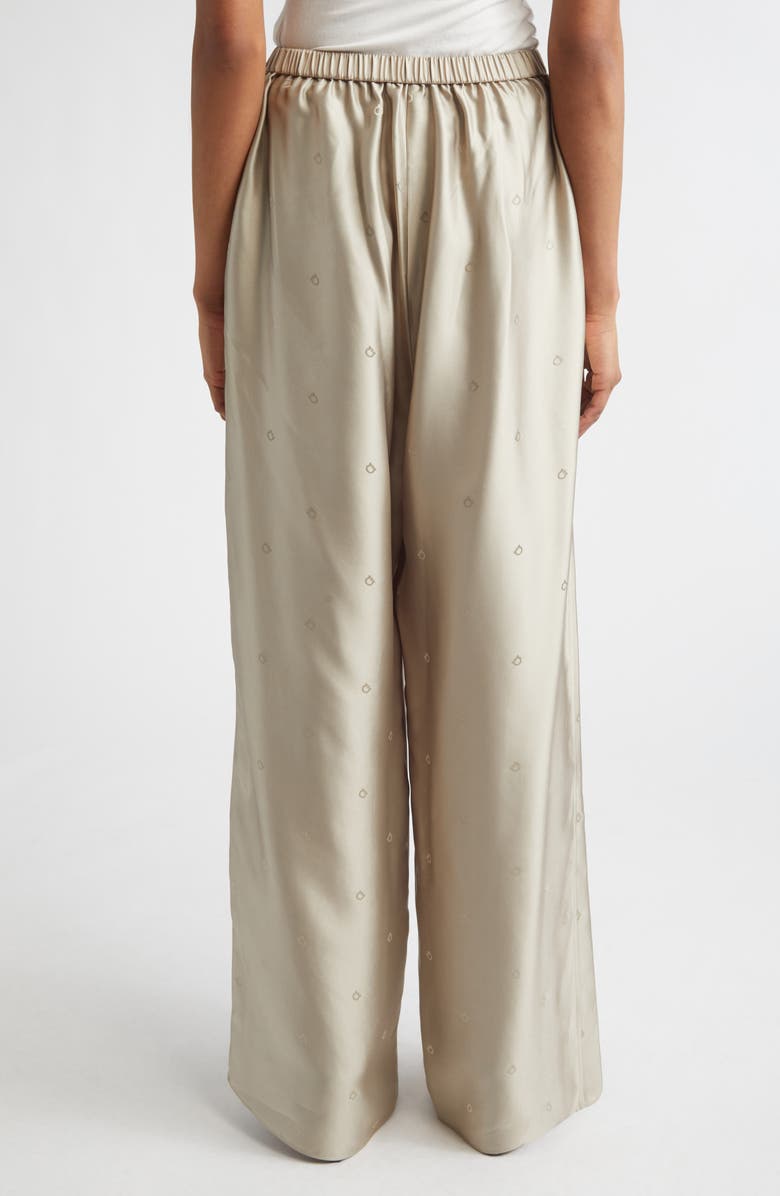 FERRAGAMO Gancini Jacquard Silk Wide Leg Pants, Alternate, color, Safari