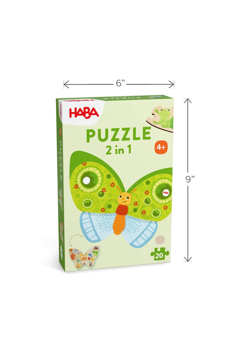 HABA Wooden Puzzle Butterfly - 2 in 1 Reversible Puzzle, Alternate, color, Multi