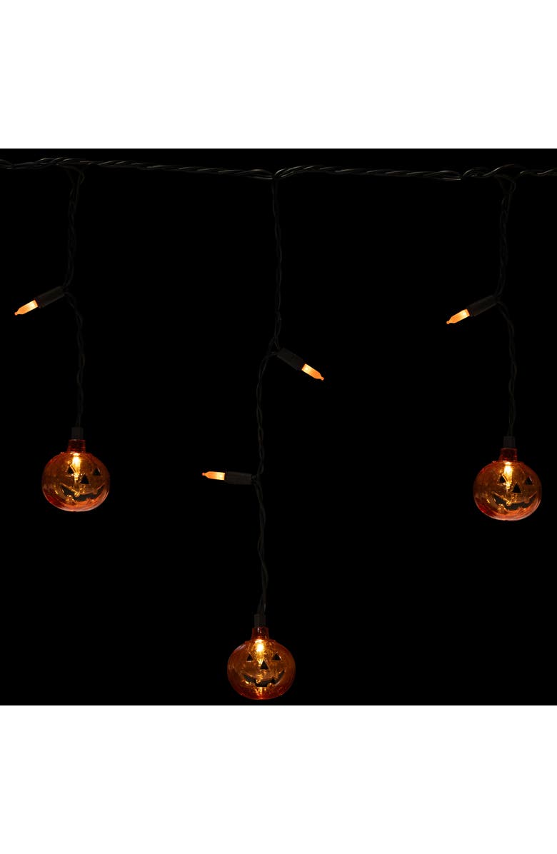 Northlight LED Lighted Pumpkin Halloween Curtain Icicle Lights - Orange - 5.25' Black Wire - 25ct, Alternate, color, Orange