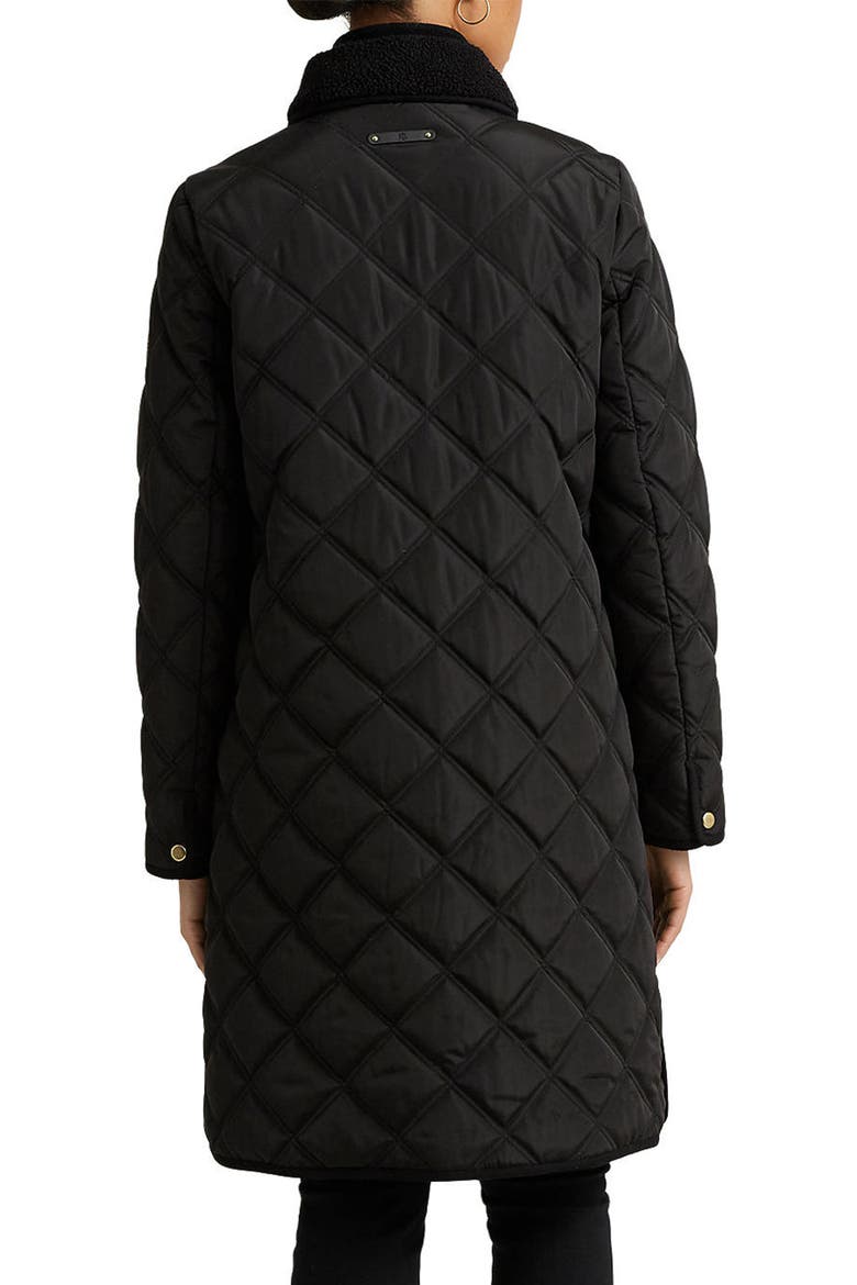 Berber Quilted Faux Fur Trim Jacket, Alternate, color, BLACK