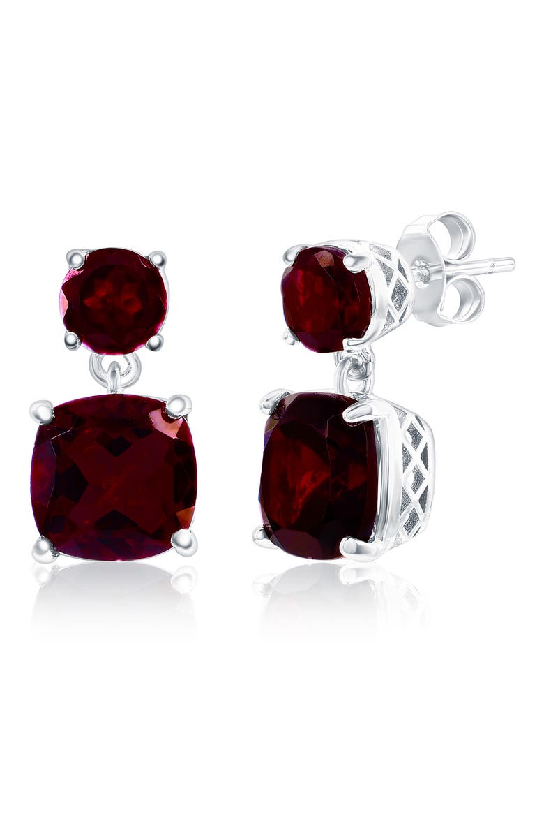 Sterling Silver Semiprecious Stone Drop Earrings, Main, color, GARNET