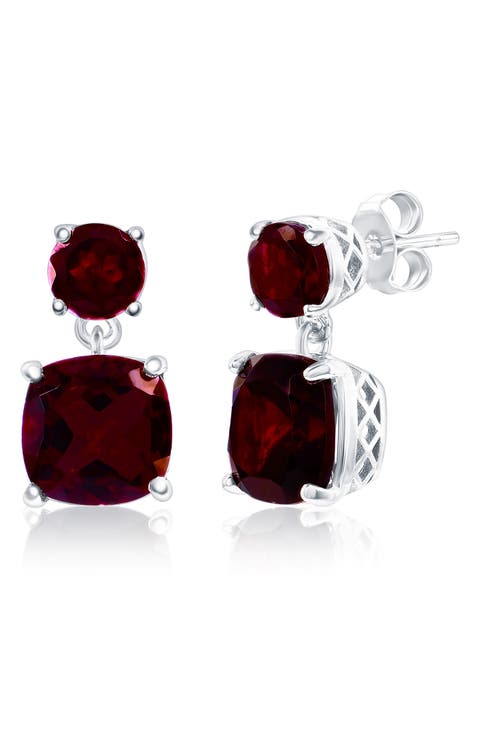 Sterling Silver Semiprecious Stone Drop Earrings