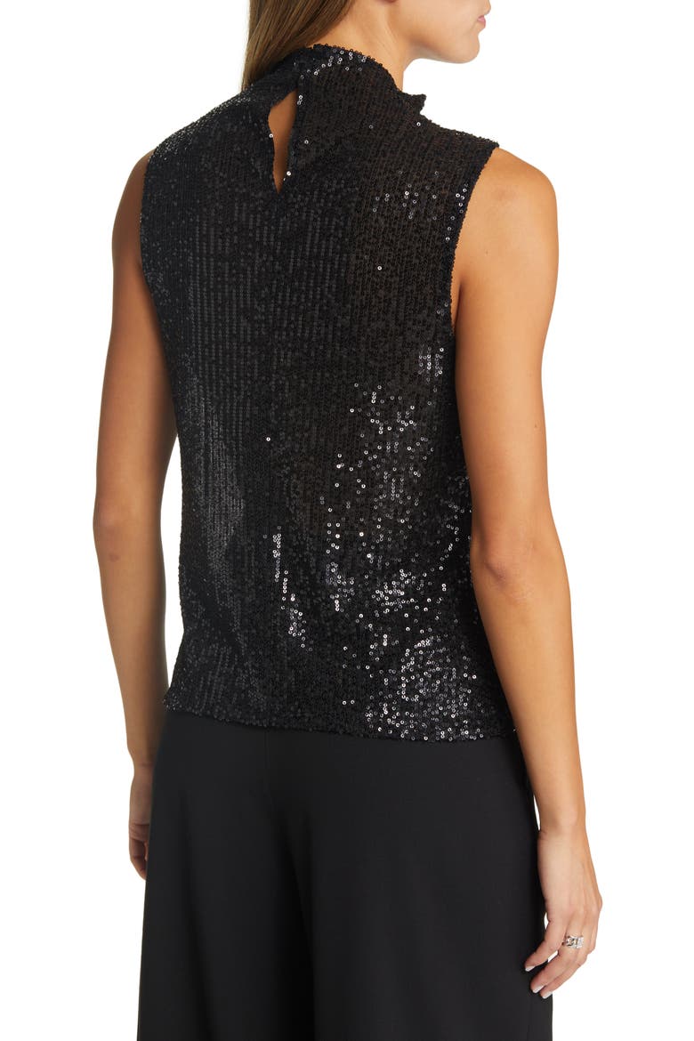 Sequin Mesh Sleeveless Top, Alternate, color, BLACK