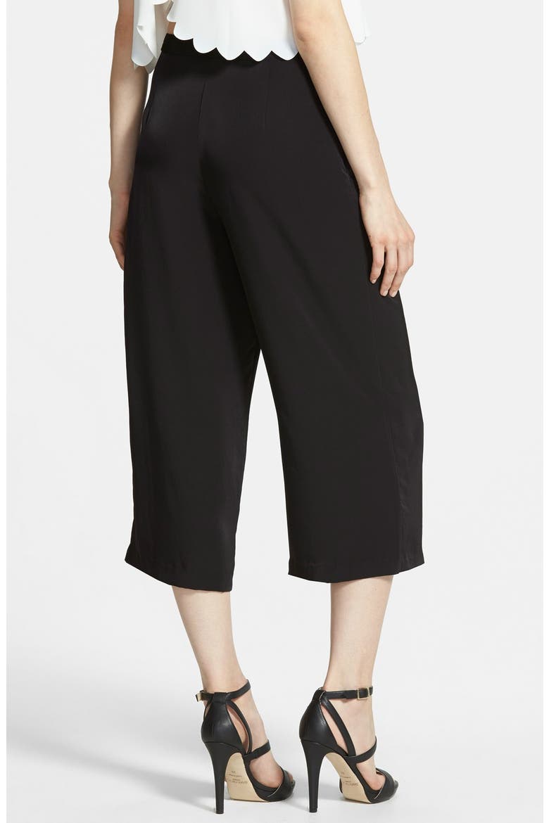 Pleated Culottes, Alternate, color, BLACK