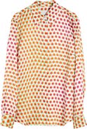 Dries Van Noten Chowy Optical Layered Polka Dot Silk Button-Up Shirt