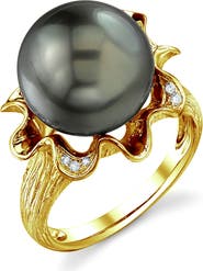 The Pearl Source Tahitian South Sea Pearl & Diamond Robin Ring
