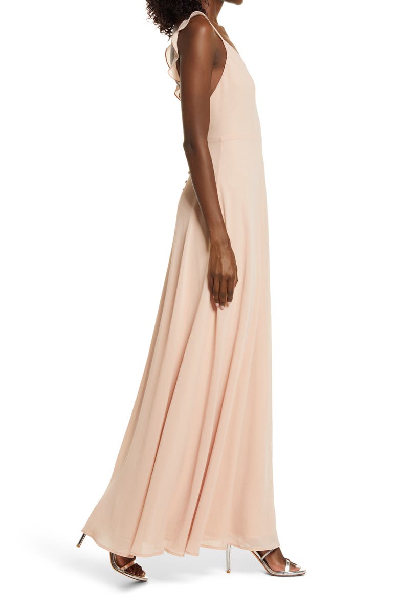 Lulus Flutter Strap A-Line Chiffon Gown, Alternate, color,