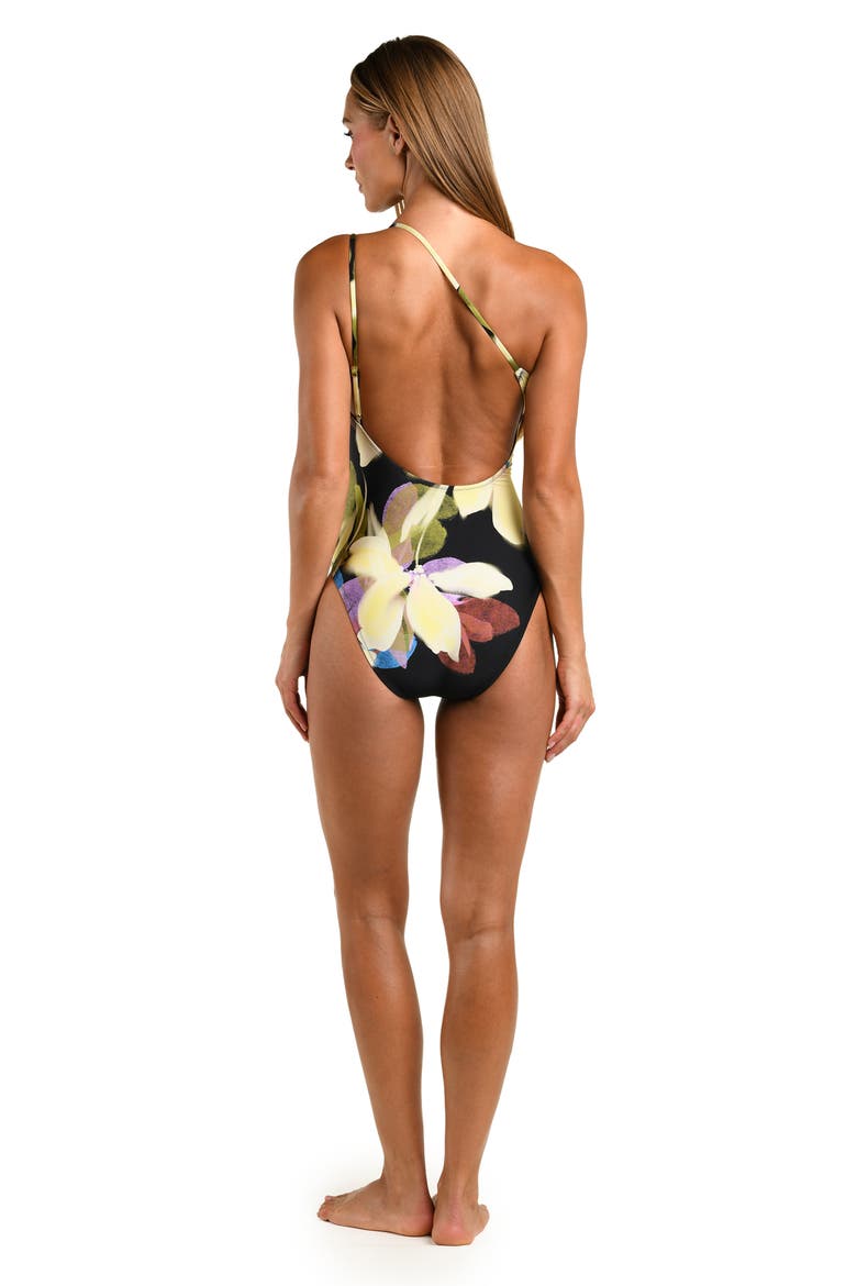 Afterglow Moderate Coverage One-Shoulder One-Piece Swimsuit, Alternate, color, BLACK MULTI