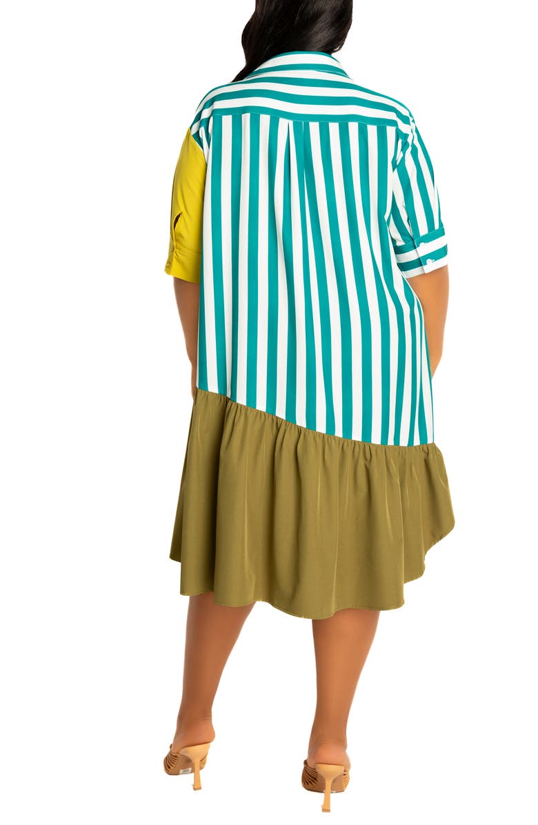 BUXOM COUTURE Mixed Print Shirtdress, Alternate, color, Olive Multi