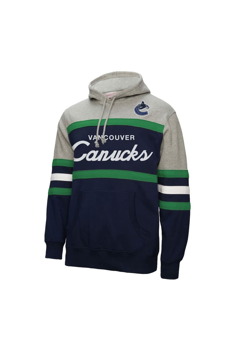 Men's Mitchell & Ness Navy/Gray Vancouver Canucks Head Coach Pullover Hoodie, Alternate, color, Navy
