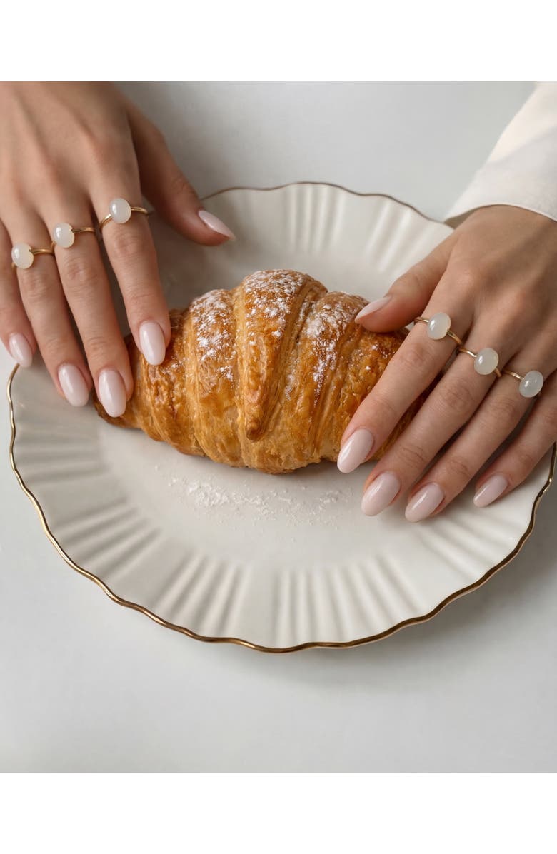 seree Halo White Chalcedony Cabochon Ring, Alternate, color, Gold