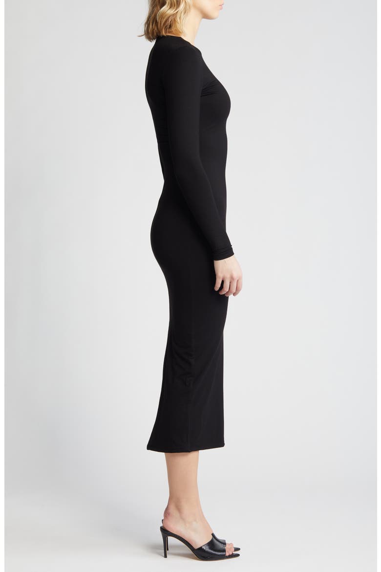 Extra Butter Long Sleeve Midi Dress, Alternate, color, BLACK