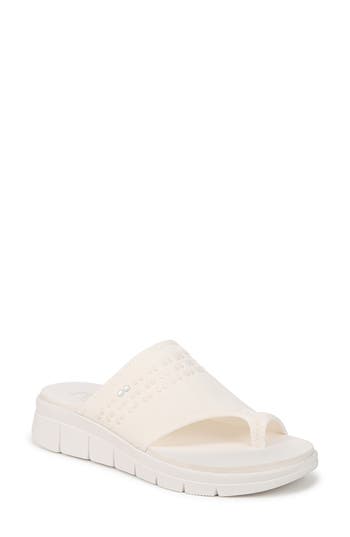 Ryka Women's Elegance Washable Toe Loop Slide Sandals In White