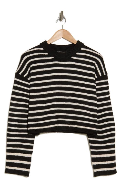Elodie Stripe Crop Sweater In Black White