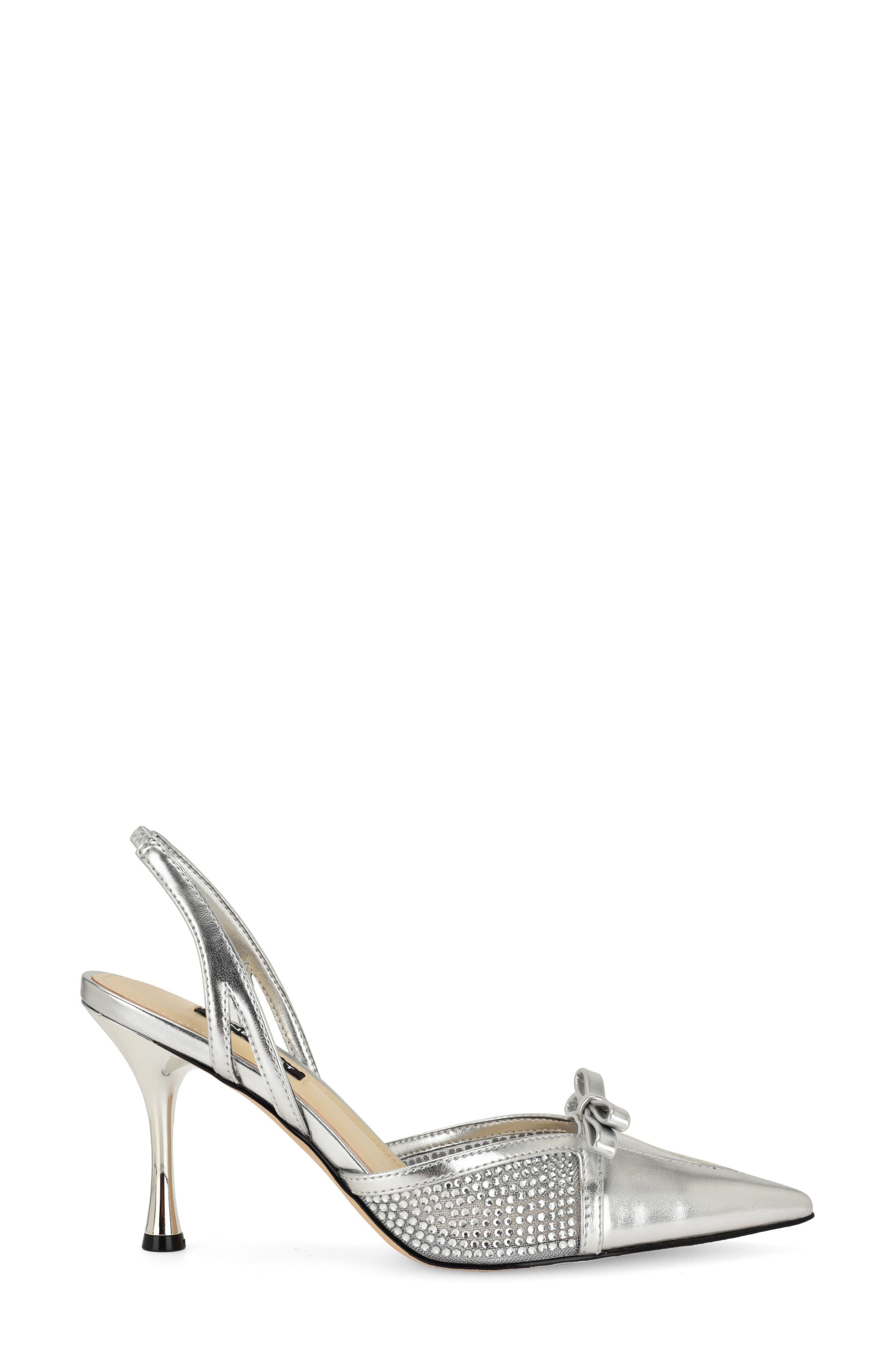 Padell Pointed Toe Slingback Pump, Alternate, color, SILVER