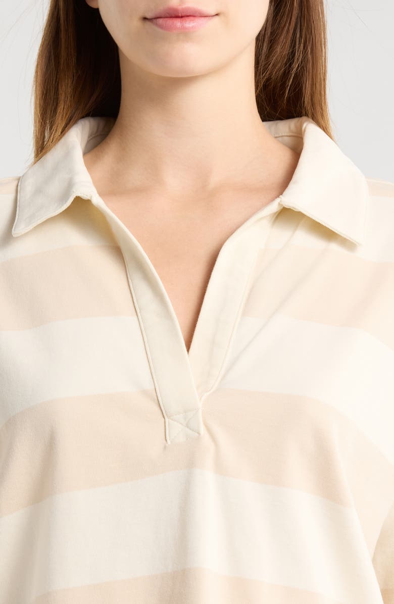 Marine Layer Luxe Rugby Stripe Sueded Cotton Top, Alternate, color, Tonal White Stripe