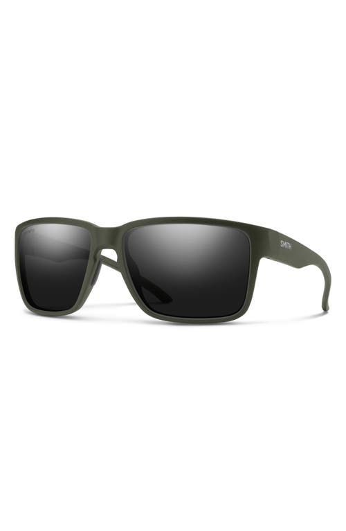 Smith Emerge 60mm Polarized Rectangle Sunglasses In Matte Moss/polarized Black