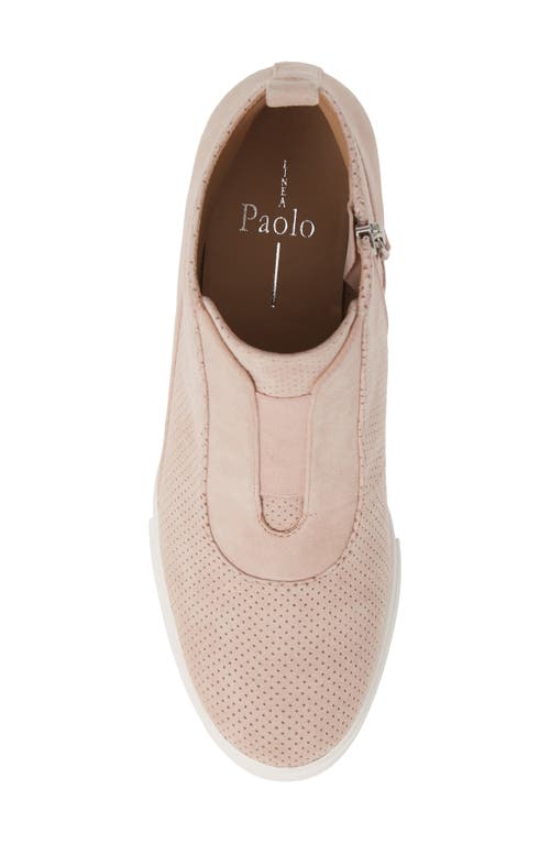 Linea Paolo Anna Wedge Sneaker In Blush Perforated Suede