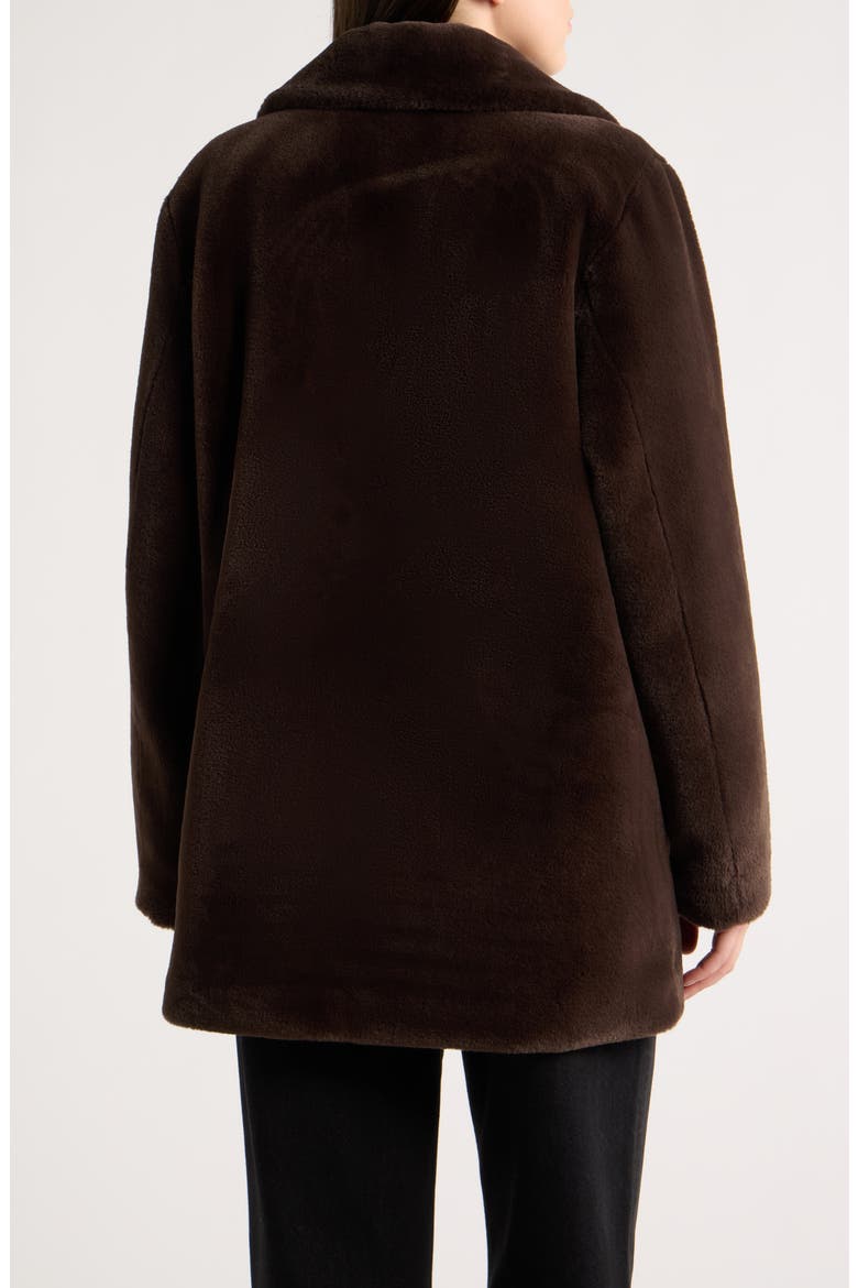 Double Breasted Faux Fur Coat, Alternate, color, DARK CHOCOLATE