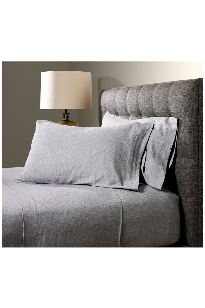 'Luxe' Flannel Sheet Set, Main, color, GREY