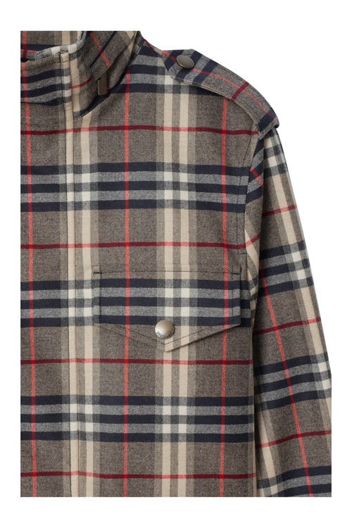 Burberry Check Bonded Wool Field Jacket In Brown
