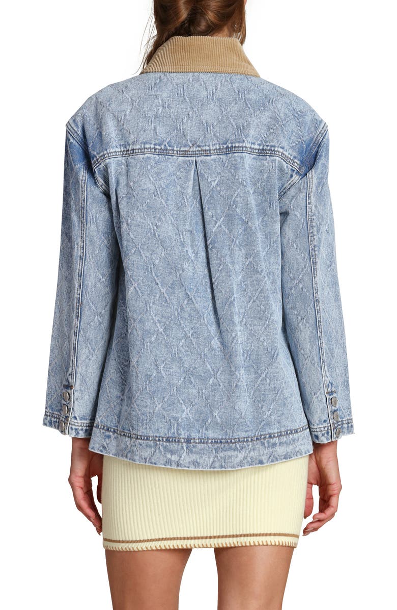 Avec Les Filles Relaxed Contrast Collar Barn Jacket, Alternate, color, Light Wash Diamond