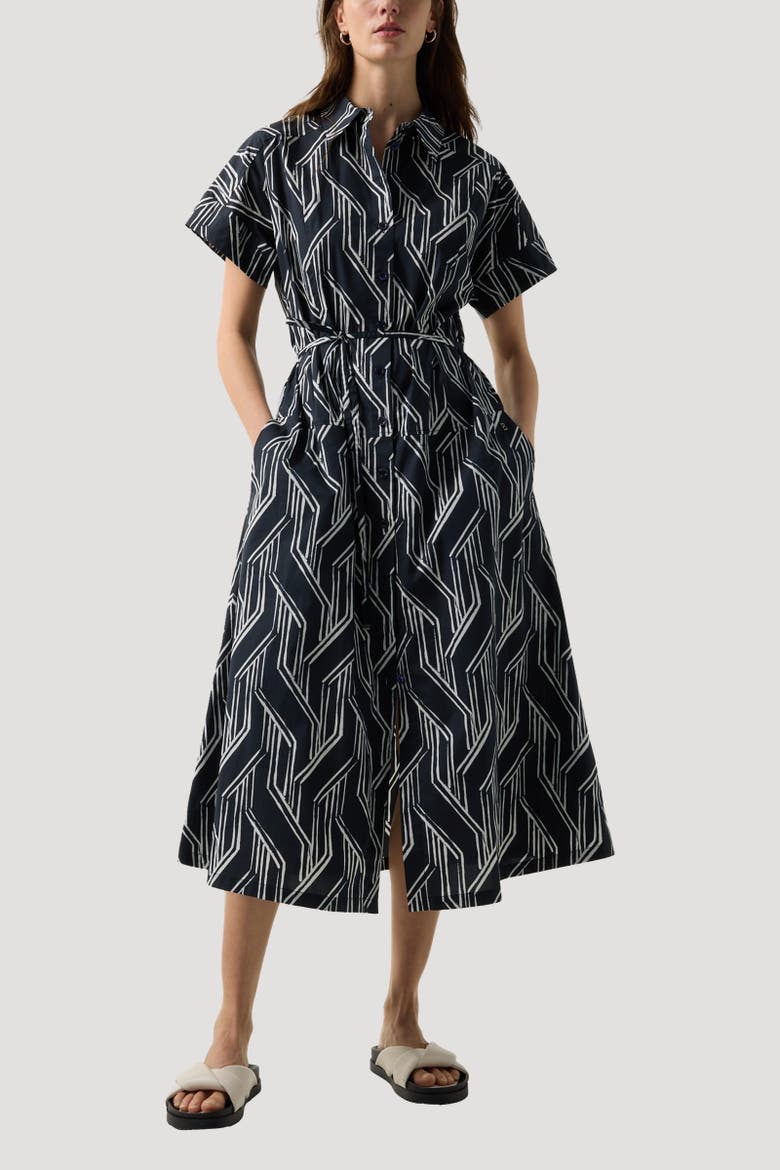 Roxana Shirt Dress, Alternate, color, Navy blue/off-white