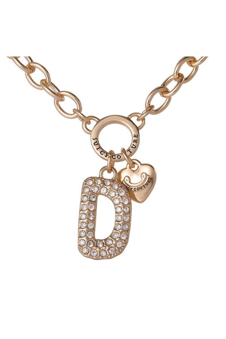 Bubble Letter Necklace for Women with Clear Stones 18"+2", Chunky Initial Necklace Gold-Tone, Alternate, color, Letter D