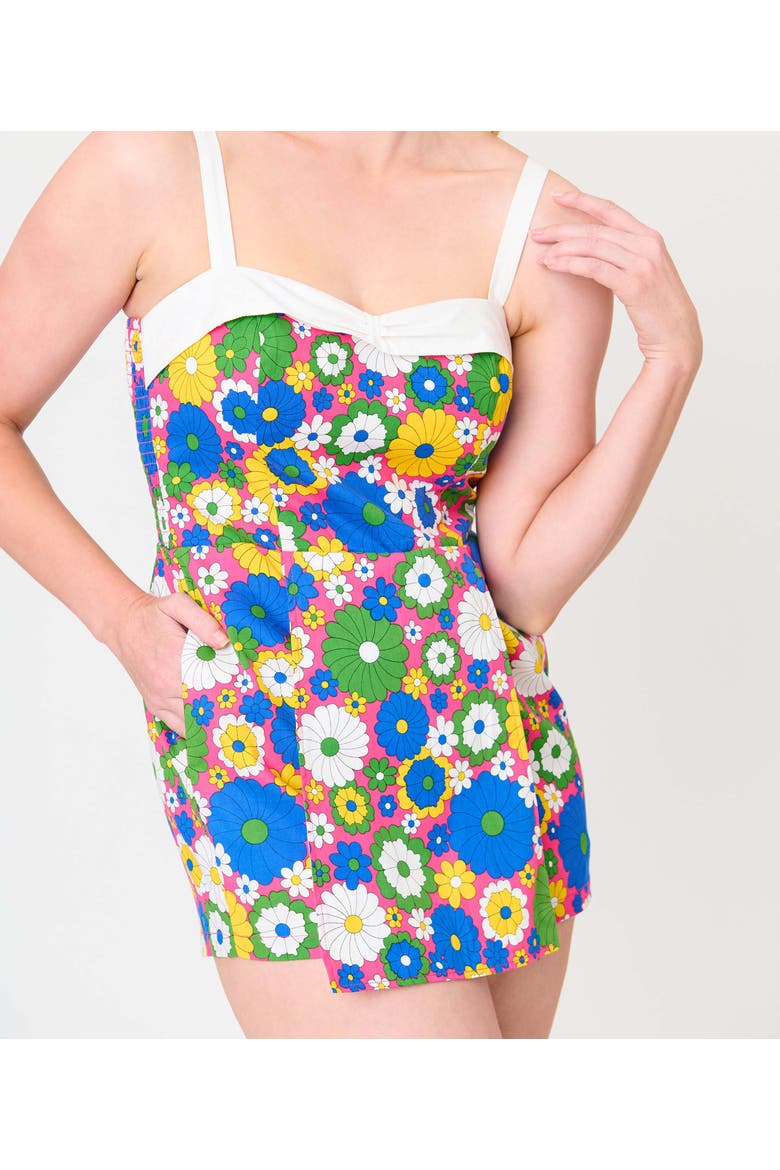 Skirted Dolly Romper, Alternate, color, Blue Floral Print