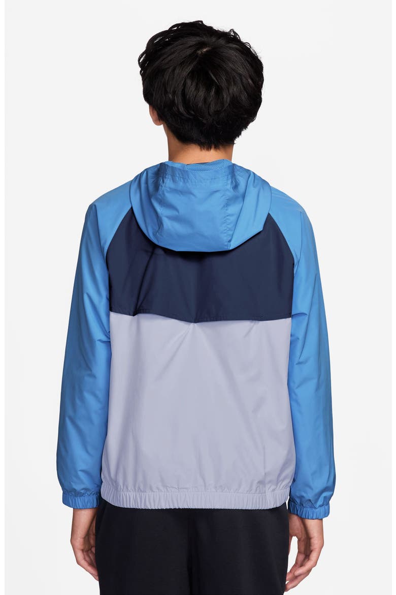 Kids' Windrunner Water Repellent Hooded Zip-Up Jacket, Alternate, color, UNIVERSITY BLUE/ GHOST/ WHITE