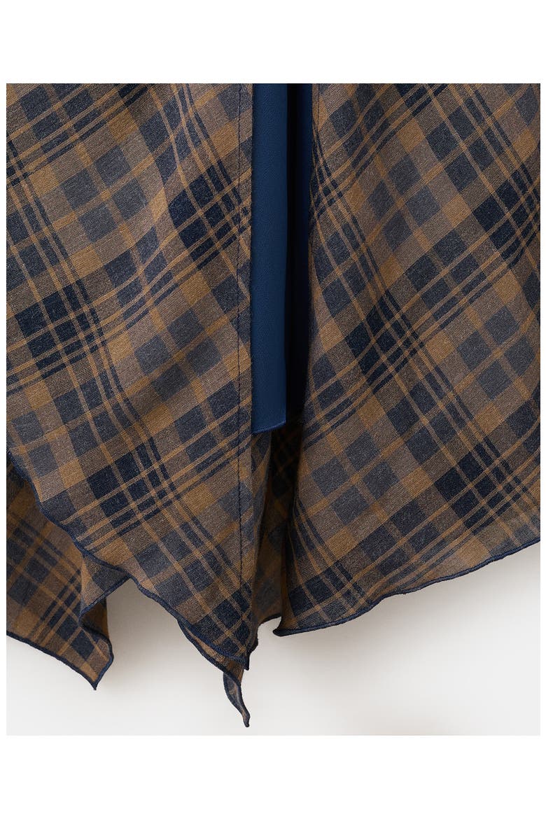 Plaid Asymmetric Sleeveless Dress, Alternate, color, BROWN