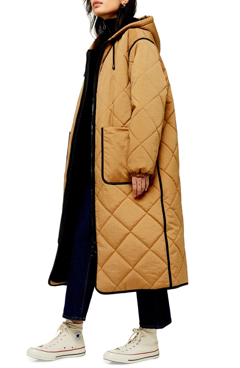 Topshop Jane Hooded Longline Parka, Alternate, color, 
