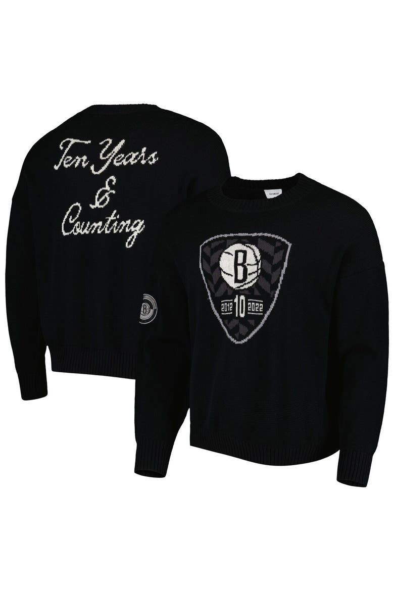 Men's AUTHMADE Black Brooklyn Nets 10th Anniversary Pullover Sweater, Main, color, Black