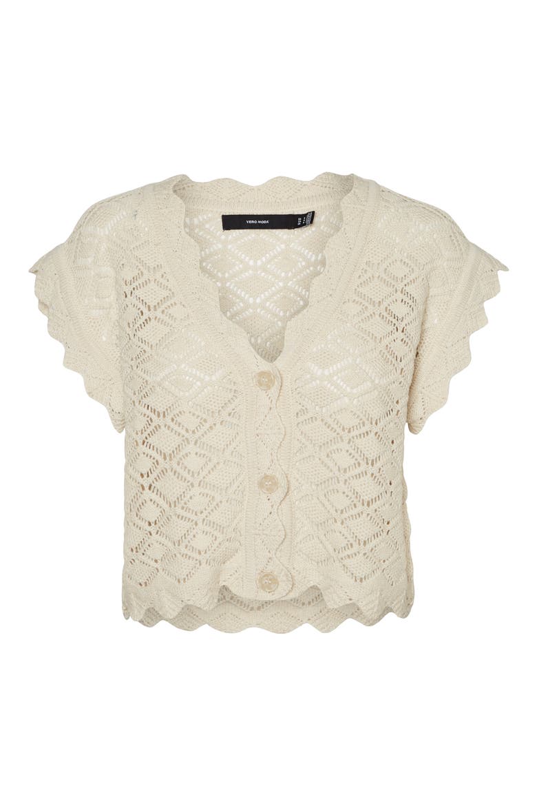 Celia Pointelle Crop Cardigan, Alternate, color, BIRCH